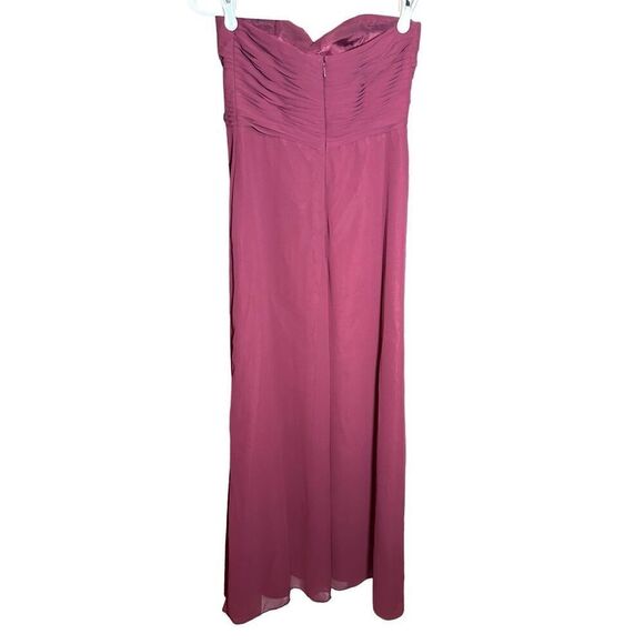 Bill Levkoff Womens Maroon Maxi length Chiffon Gorgeous Strapless Minimalist Bri - Picture 2 of 9